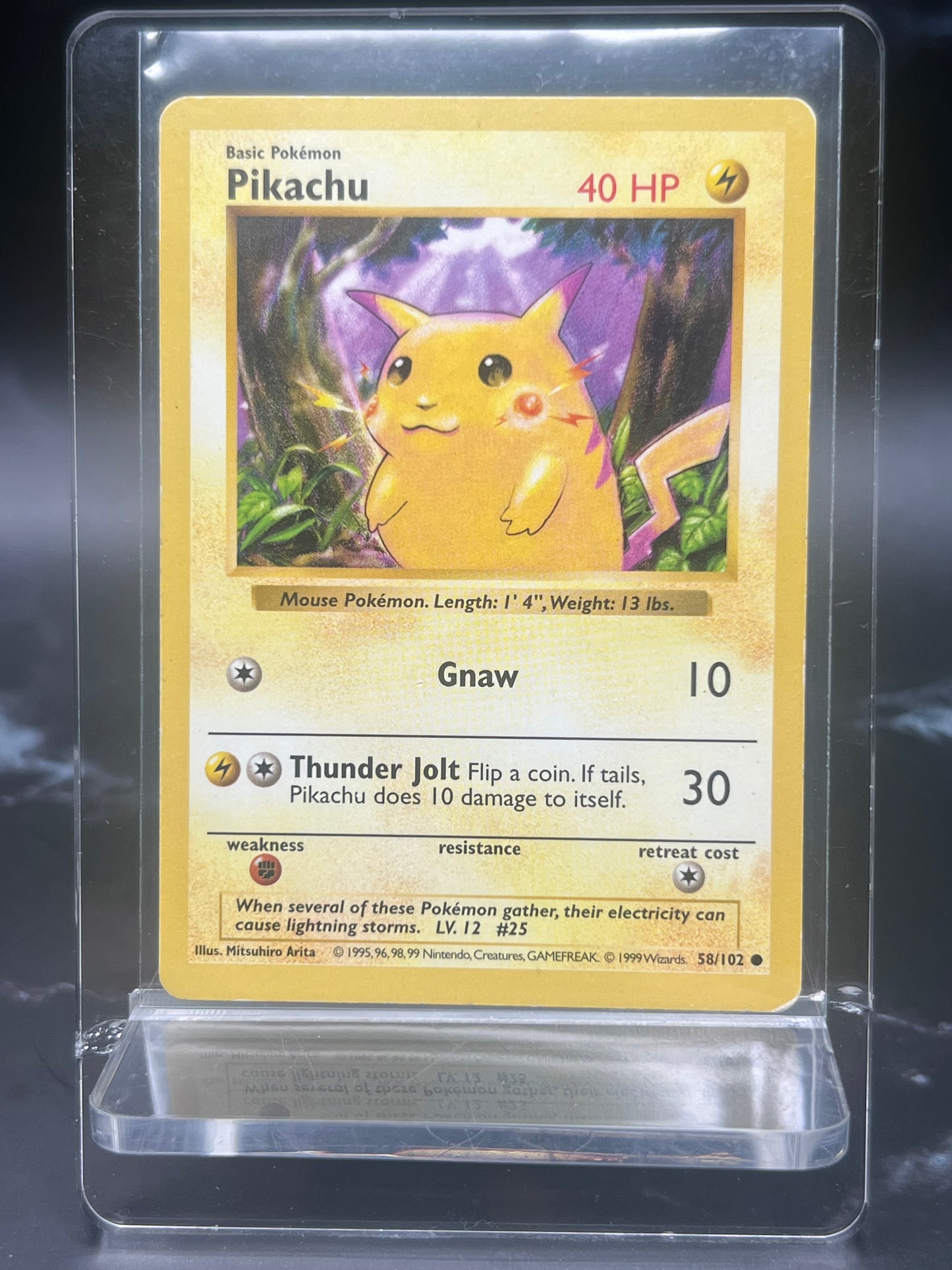 Pikachu Red Cheeks #58 – Common – Base Set Shadowless – Moderately Played (MP) – Pokémon Card – Canada