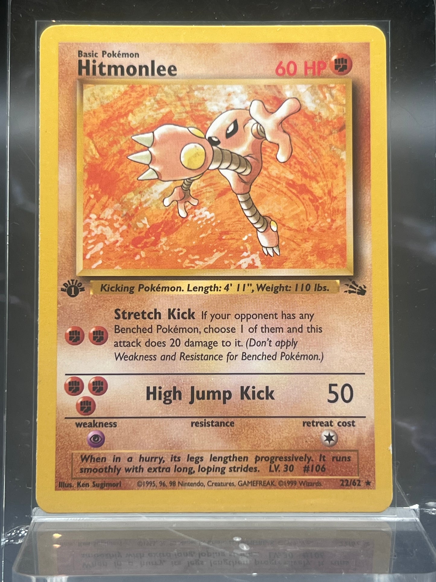 Hitmonlee #22 – Rare – Fossil 1st Edition – Lightly Played (LP) – Pokémon Card – Canada