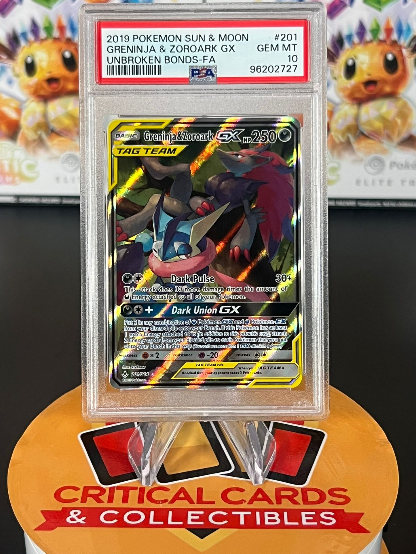Greninja & Zoroark - GX 201/214 PSA 10 (Alt Art) – Gem Mint Tag - Team Card For Sale – Critical Cards - Critical Cards
