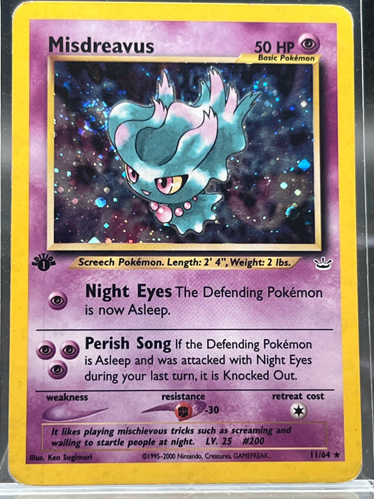 Misdreavus 1st Edition #11 – Holo Rare – Neo Revelation – Moderately Played (MP) – Pokémon Card – Canada