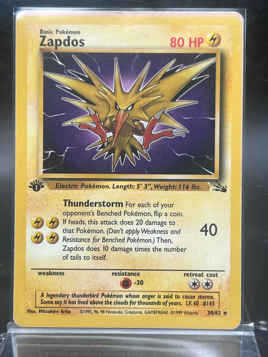 Zapdos #30 – Rare – Fossil 1st Edition – Moderately Played (MP) – Pokémon Card – Canada