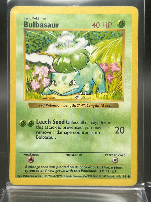 Bulbasaur #44 – Common – Base Set Shadowless – Moderately Played (MP) – Pokémon Card – Canada