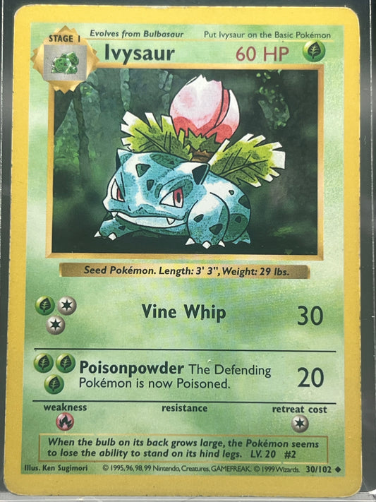 Ivysaur #30 – Uncommon – Base Set Shadowless – Moderately Played (MP) – Pokémon Card – Canada