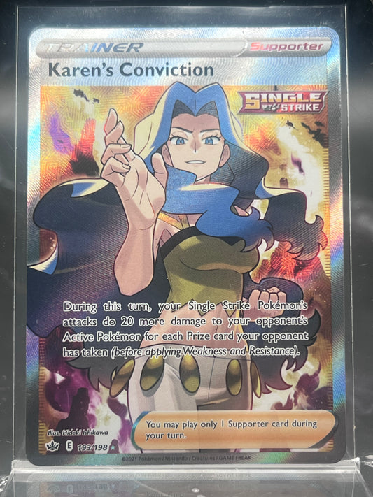 Karen’s Conviction Full Art #193/198 – Ultra Rare – Chilling Reign – Near Mint (NM) – Pokémon Card – Canada
