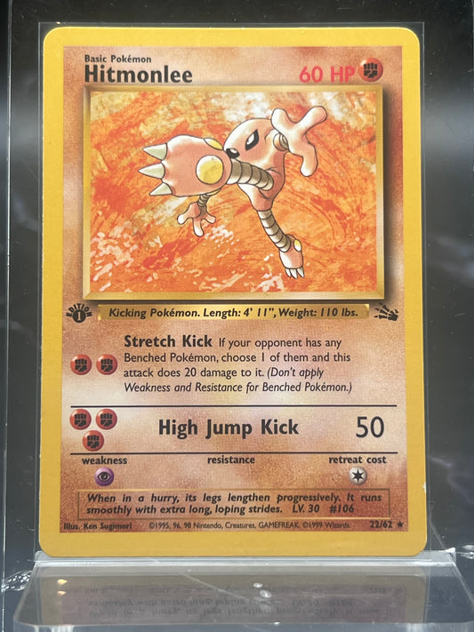 Hitmonlee #22 – Rare – Fossil 1st Edition – Lightly Played (LP) – Pokémon Card – Canada