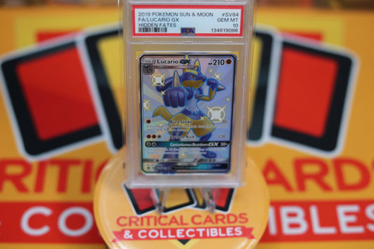 Lucario GX Hidden Fates: Shiny Vault Shiny Holo Rare SV64/SV94 PSA 10