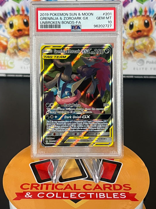 Greninja & Zoroark - GX 201/214 PSA 10 (Alt Art) – Gem Mint Tag - Team Card For Sale – Critical Cards - Critical Cards